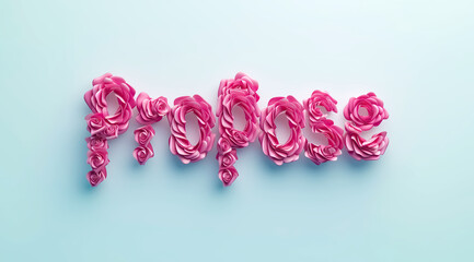 3d text made with pink roses for propose day in valentines day week