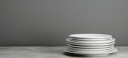 Plates on a gray background, generative AI