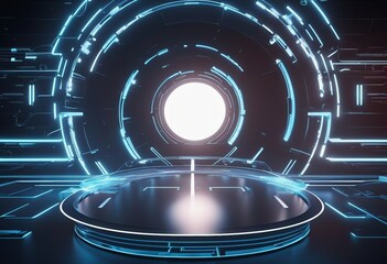Podium light hologram tech technology background portal circle cyberpunk effect digital Game element