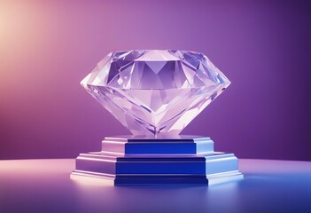 Crystal podium diamond 3d background display glass jewelry product render blue platform Podium ice c - obrazy, fototapety, plakaty
