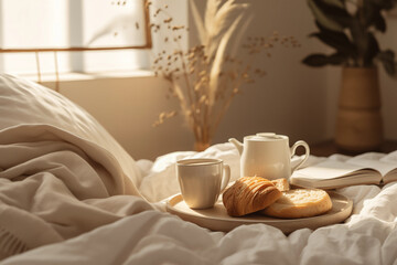 Fototapeta na wymiar Cozy morning. White day. Flowers and coffee, breakfast . Mother's day 