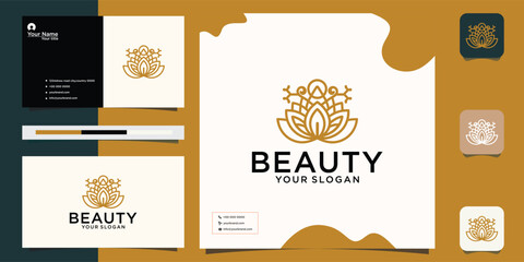 Floral logo template and. business card design template, flower, logo, woman, Premium Vector