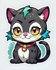 Illustration of a cute cartoon Panther sticker with vibrant colors and a playful expression