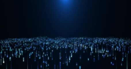 Abstract undulating field of blue columns growing up and down in blue light. Seamless looping animation.