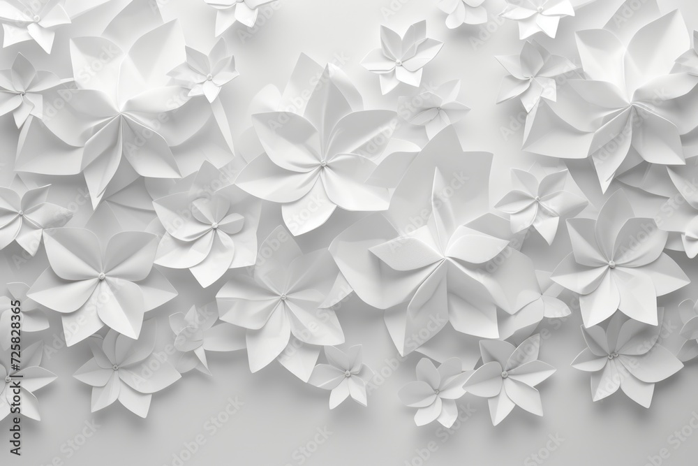 Aufkleber A bunch of paper flowers arranged on a wall. Perfect for adding a touch of color and nature to any space