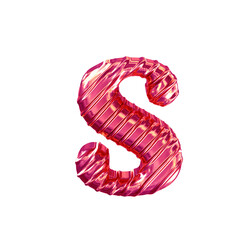 Ribbed pink  symbol. letter s