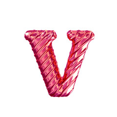 Ribbed pink  symbol. letter v