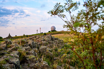 The Radom observatory on the Wasserkuppe in the Hessen Rhön in summer, Hessen, Germany