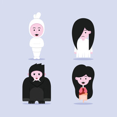 Set of Indonesian ghost illustration concept