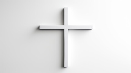 Białe tło z krzyżem - Wielki Post w kościele katolickim. Symbol Zbawienia - Jezus Chrystus. - obrazy, fototapety, plakaty
