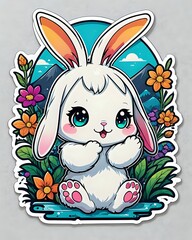 Illustration of a cute Rabbit Crocodile sticker with vibrant colors and a playful expression