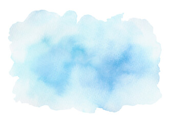 Abstract watercolor spot, background of blue shades isolated on a white background, hand-drawn. The texture of watercolor on paper. A decorative element for design, decoration with a place for text.