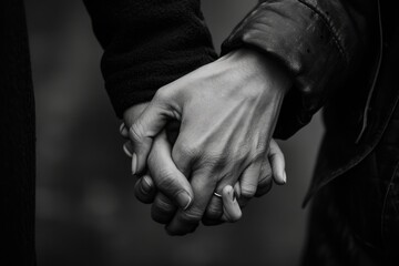 A close-up shot of two individuals holding hands. This image can be used to depict love, friendship, trust, unity, or support