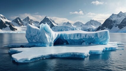 Ice background podium cold winter snow product platform floor frozen mountain iceberg. Podium glacier cool ice background stage landscape display icy stand 3d water nature pedestal.  generative, ai.