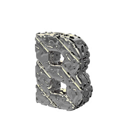 The silver unpolished 3d symbol turned to the left. letter b