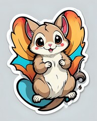Fototapeta premium Illustration of a cute Flying squirrel sticker with vibrant colors and a playful expression
