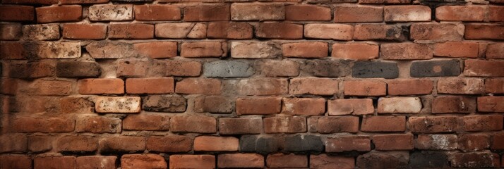 Abstract grunge brick wall texture background. Long banner format