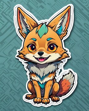 Illustration of a cute Jackal sticker with vibrant colors and a playful expression