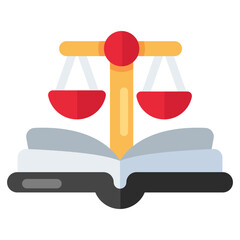 Conceptual flat design icon of law book