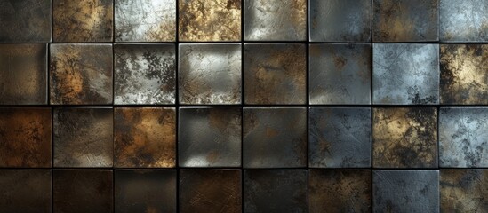 3d illustration dark grey hard tile metal steel texture background. AI generated image