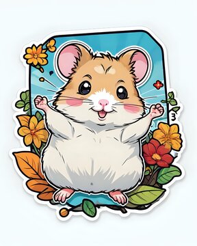 Illustration of a cute Hamster  sticker with vibrant colors and a playful expression