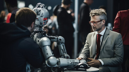 Fototapeta na wymiar Futuristic intelligence robot artificial concept machine computer science cyborg technology
