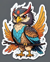 Illustration of a cute Hawk sticker with vibrant colors and a playful expression