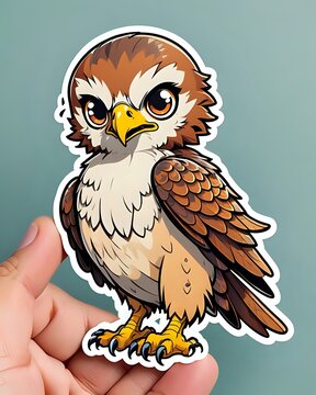 Illustration of a cute Hawk sticker with vibrant colors and a playful expression