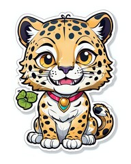 Illustration of a cute Jaguar sticker with vibrant colors and a playful expression