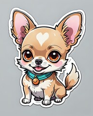 Illustration of a cute Chihuahua sticker with vibrant colors and a playful expression