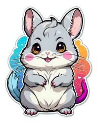Illustration of a cute Chinchillas sticker with vibrant colors and a playful expression