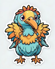 Illustration of a cute Dodo sticker with vibrant colors and a playful expression