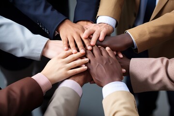 People of all colors holding hands inclusive business