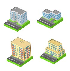 Set Isometric Block Houses 1