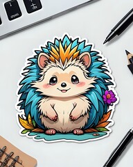 Illustration of a cute Hedgehog sticker with vibrant colors and a playful expression
