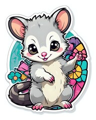 Illustration of a cute Possum sticker with vibrant colors and a playful expression