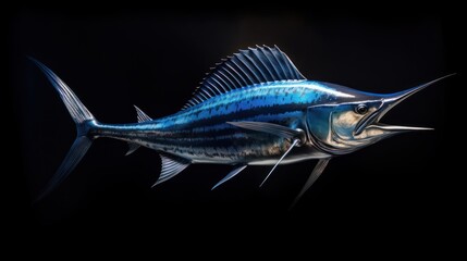 the marlin fish is shown against a black background