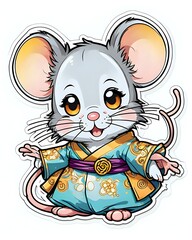 Illustration of a cute Mouse sticker with vibrant colors and a playful expression