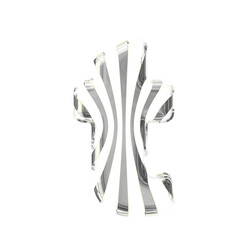 White symbol with silver thin vertical straps. letter t