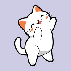 Playful White Cat: Simple Vector Animation Design