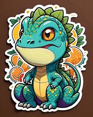 Illustration of a cute Monitor lizard sticker with vibrant colors and a playful expression