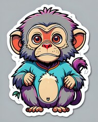 Illustration of a cute Baboon sticker with vibrant colors and a playful expression