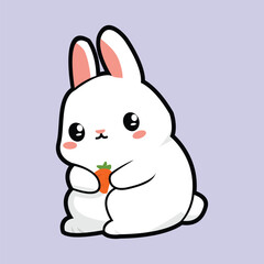 Simple Vector Animation Design Whimsical White Bunny