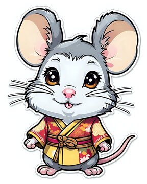 Illustration of a cute Rat sticker with vibrant colors and a playful expression
