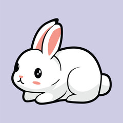 Minimalist Vector Animation Design Focused White Rabbit