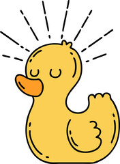traditional tattoo style rubber duck