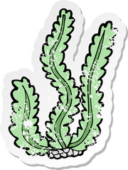 retro distressed sticker of a cartoon seaweed