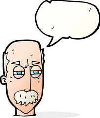 cartoon annoyed old man with speech bubble