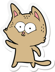 Obraz na płótnie Canvas sticker of a cartoon cat waving