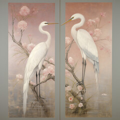 A banner with the beautiful white cranes.